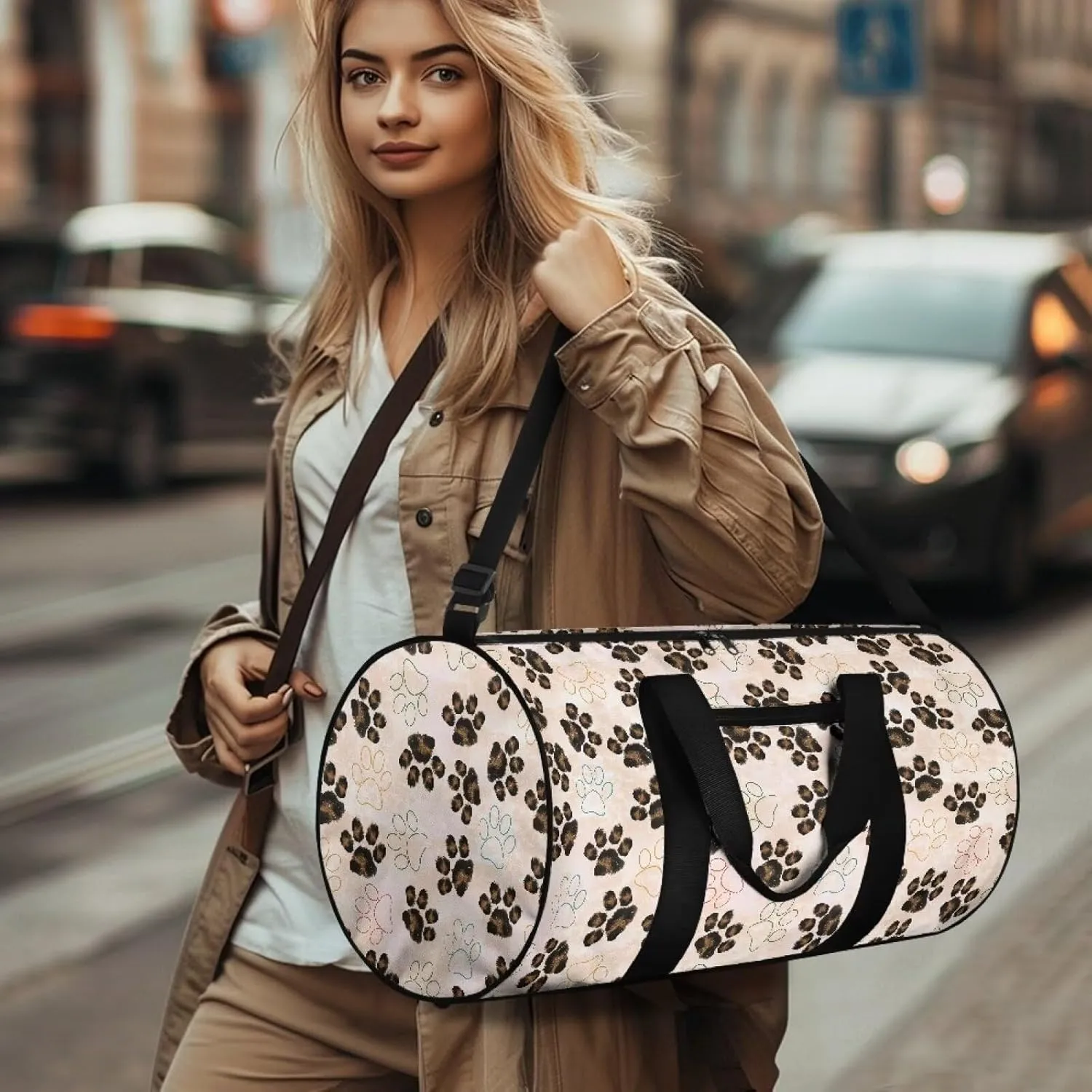 Dog Paw Print Duffle Bag Carry On Tote Bags for Women Hospital Bag for Labor and Delivery Travel Duffle Bag for Men Lightweight Weekender Overnight Tote Bag