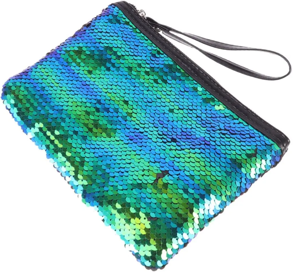 DOITOOL Colorful Paillette Cosmetic Bag Unique Design Zipper Closure for Travel and Daily Use, As Shown, Size 1