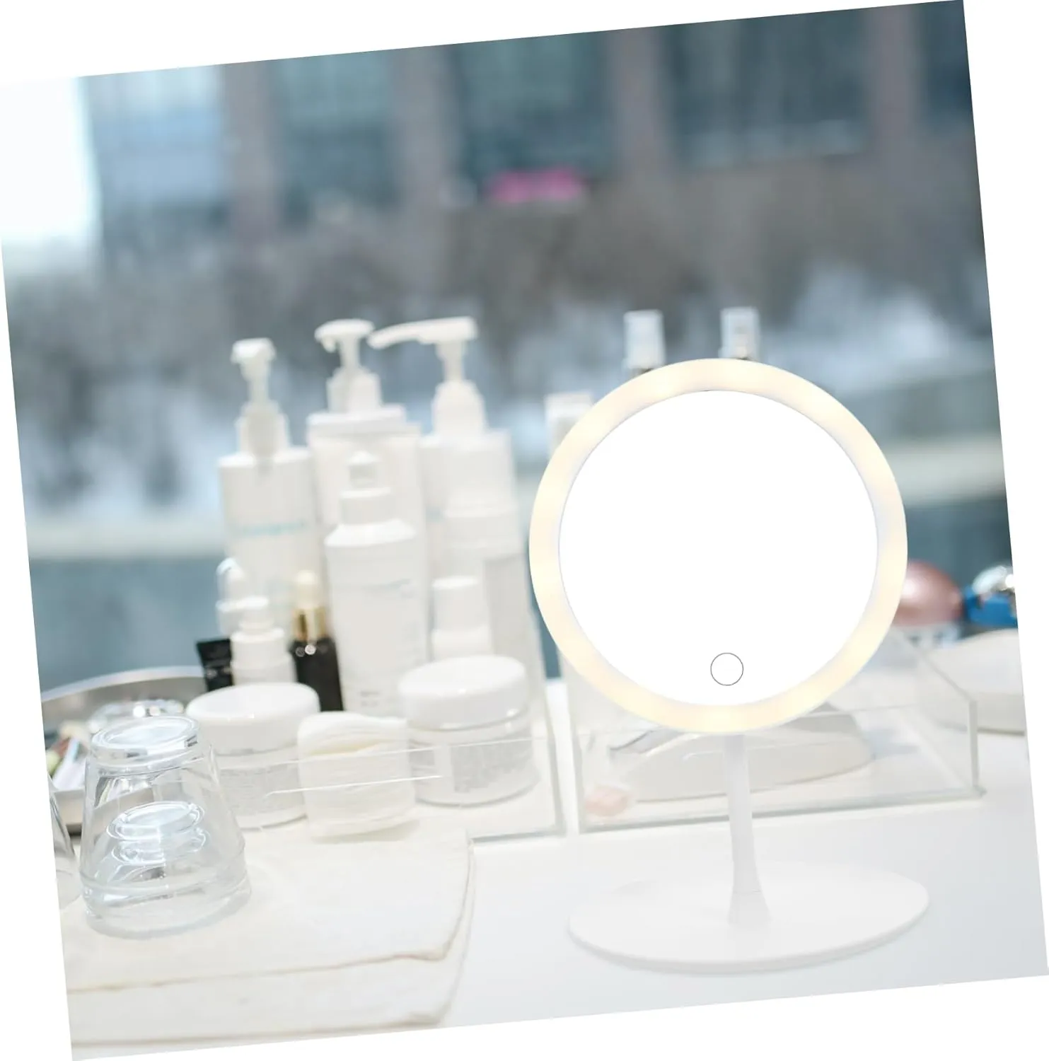 DOITOOL Led Makeup Mirror Usb Charging Portable Cosmetic Mirror Non- Base and Storage Tray Smart Lighted for Home and Travel Use