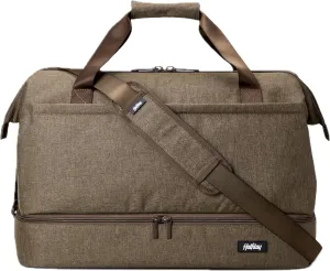 Double Decker Weekender Bag 40L Carry-On Duffel with Shoe Compartment, Water-Resistant, Foldable Travel Bag with Trolley Sleeve & Shoulder Strap – Dune
