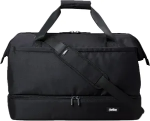 Double Decker Weekender Bag 40L Carry-On Duffel with Shoe Compartment, Water-Resistant, Foldable Travel Bag with Trolley Sleeve & Shoulder Strap – Jet