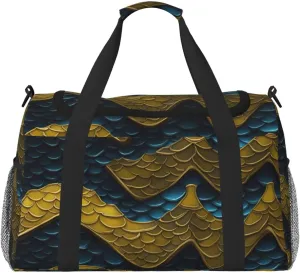 Dragon Scale Print Travel Hand Travel Bag Weekender Overnight Carry On Tote Foldable Crossbody Bag