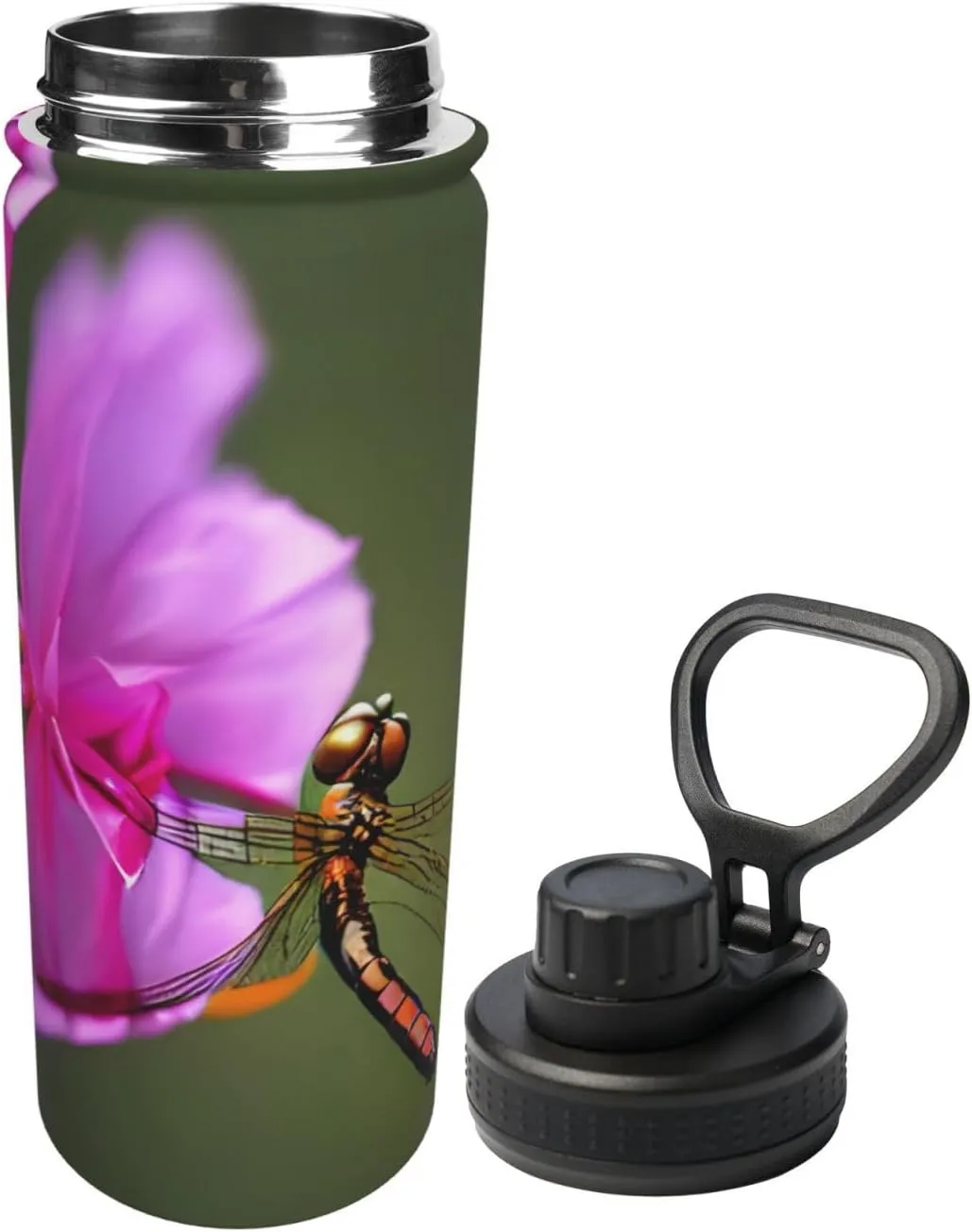 Dragonfly On The Flower 18oz Sports Insulated Bottle For Outdoor Activities,Your Ideal Companion Staying Hydrated