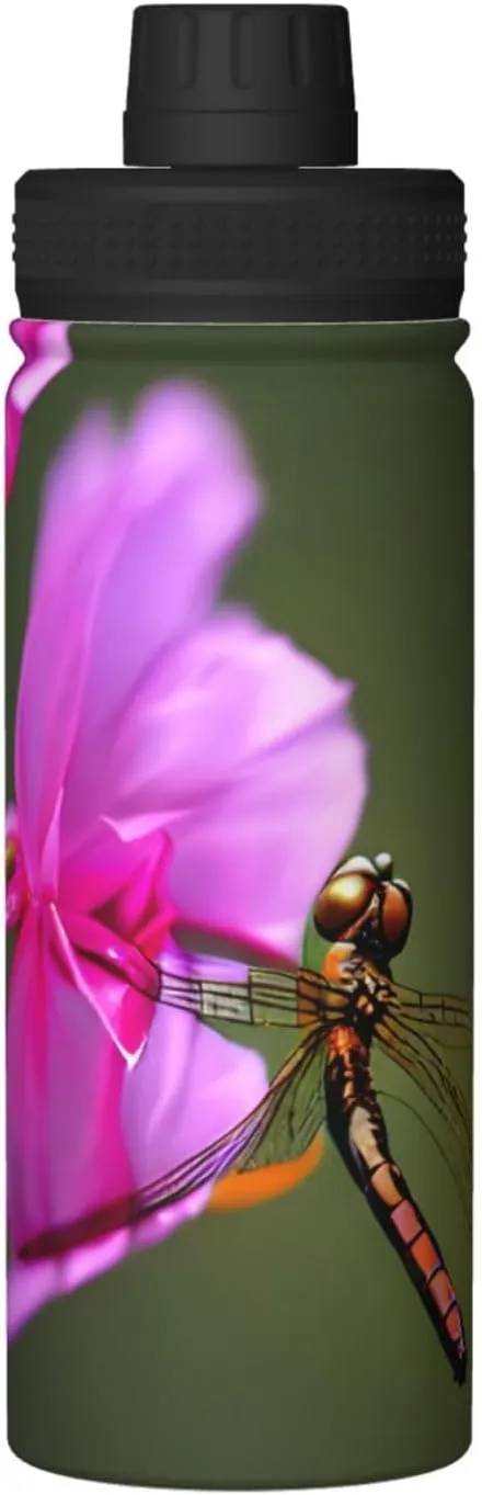 Dragonfly On The Flower 18oz Sports Insulated Bottle For Outdoor Activities,Your Ideal Companion Staying Hydrated