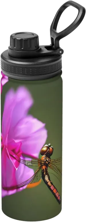 Dragonfly On The Flower 18oz Sports Insulated Bottle For Outdoor Activities,Your Ideal Companion Staying Hydrated