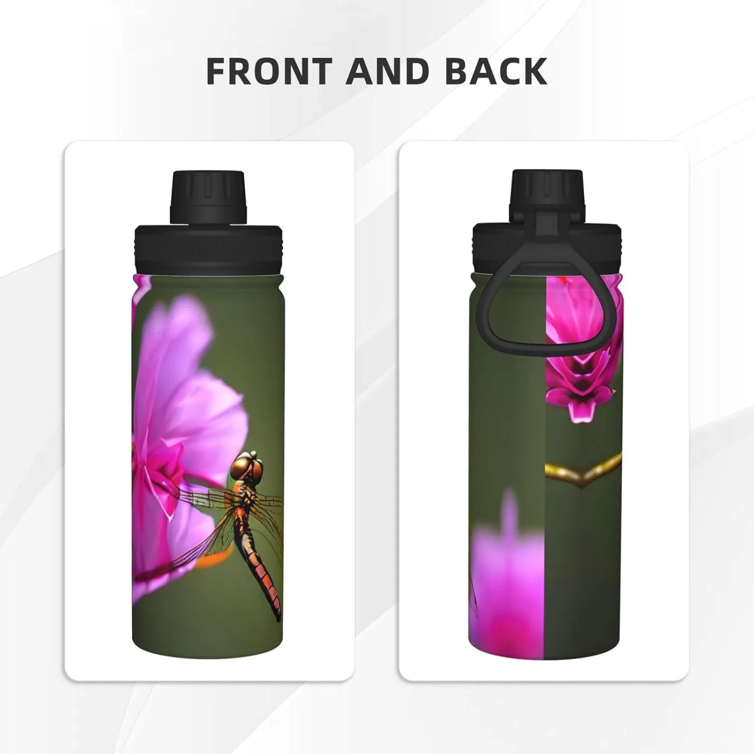 Dragonfly On The Flower 18oz Sports Insulated Bottle For Outdoor Activities,Your Ideal Companion Staying Hydrated