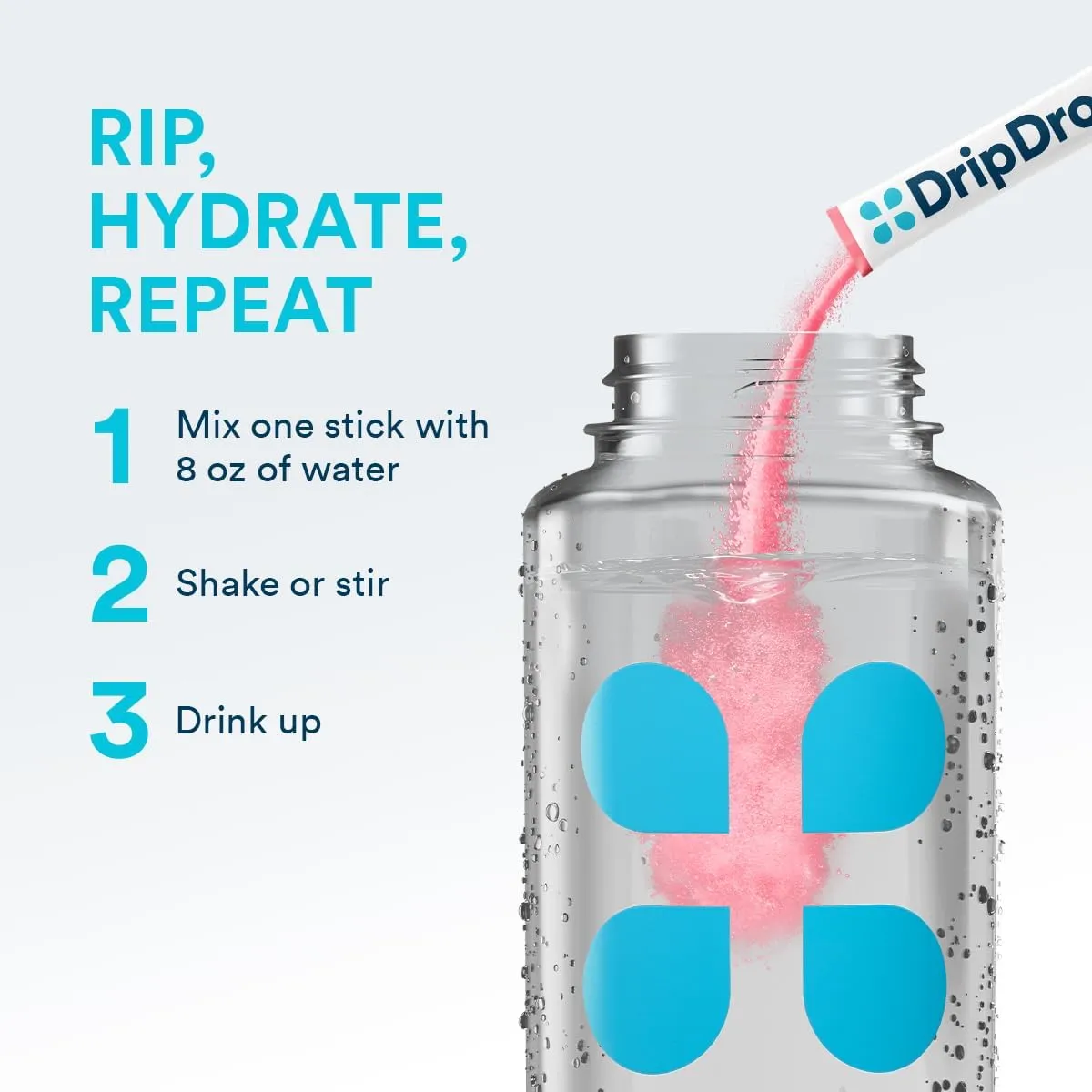 DripDrop Sugar Free Hydration Packets - Zero Watermelon - Single Serve Electrolytes Powder Drink Mix - Non-GMO, Gluten Free, Vegan - 32 Sticks