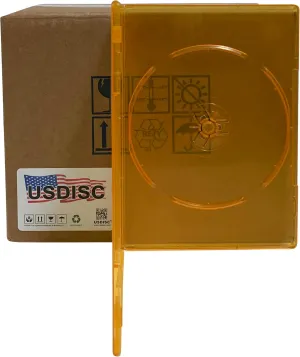 DVD Cases Slimline 7mm Premium, Single 1 Disc, Clear Orange, Pack of 10