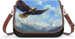 Eagle Soaring Above Mountains Crossbody Bags for Women Shoulder Bag Flap Handbags Leather Cross Body Purse