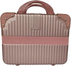 Ebonee Portable Makeup Travel Case, Hard Shell Cosmetic Suitcase, Small Hand Luggage with Elastic Band, Mini Carrying Makeup Case Cosmetic Bag Organizer for Camping Women Toiletry Jewelry (12 inch)