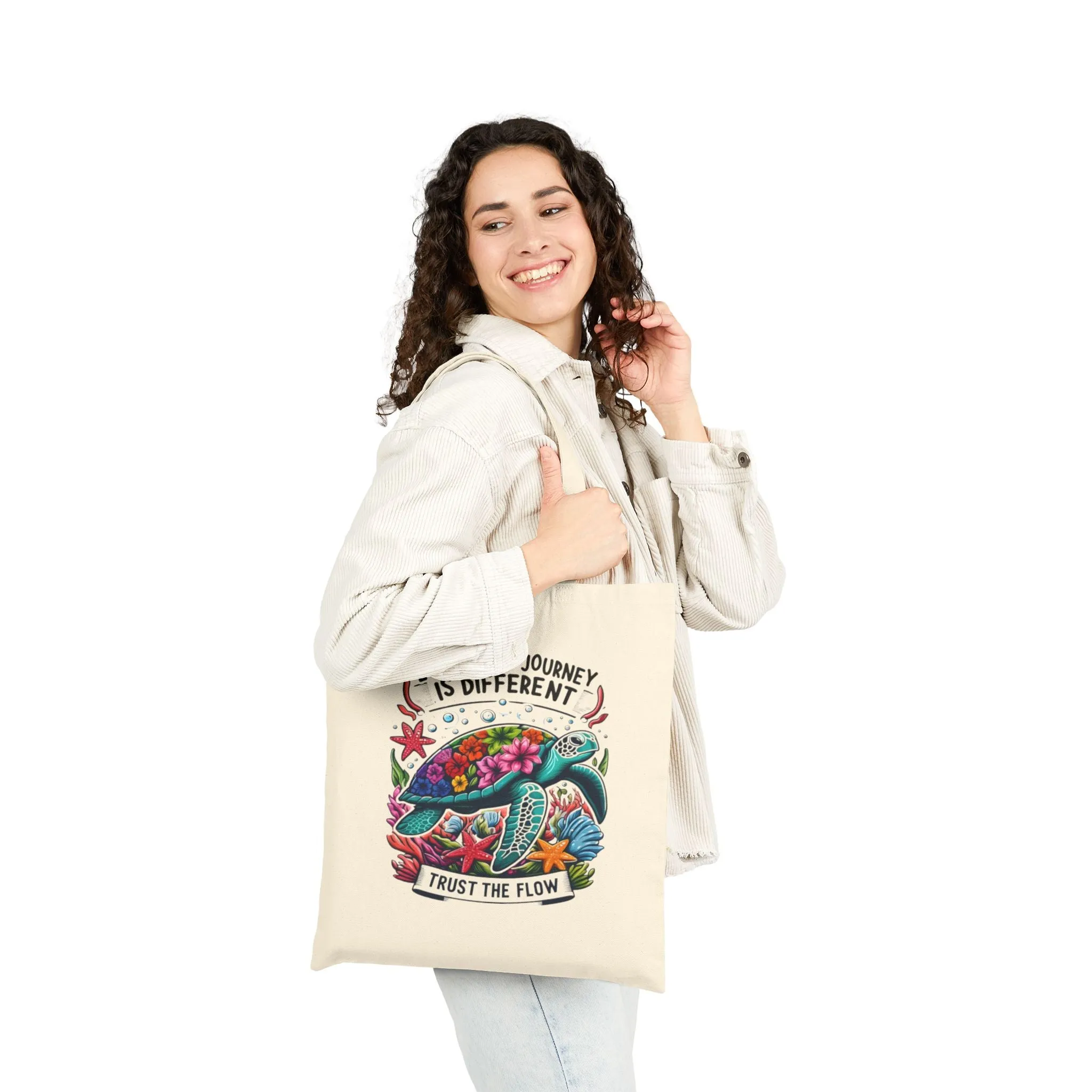 Eco-Friendly Canvas Tote Bag - "Everyone's Journey is Different | Trust the Flow" Design