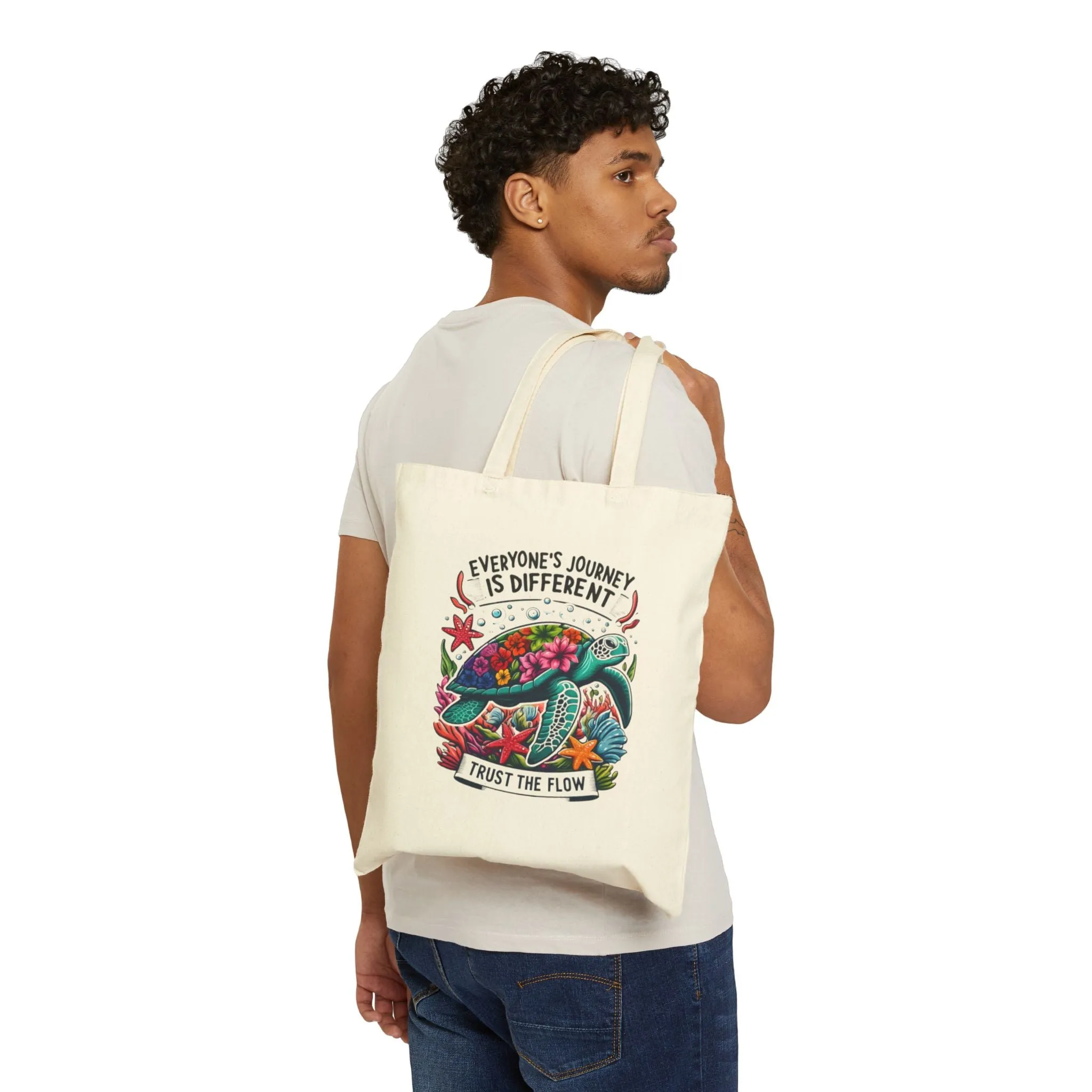 Eco-Friendly Canvas Tote Bag - "Everyone's Journey is Different | Trust the Flow" Design