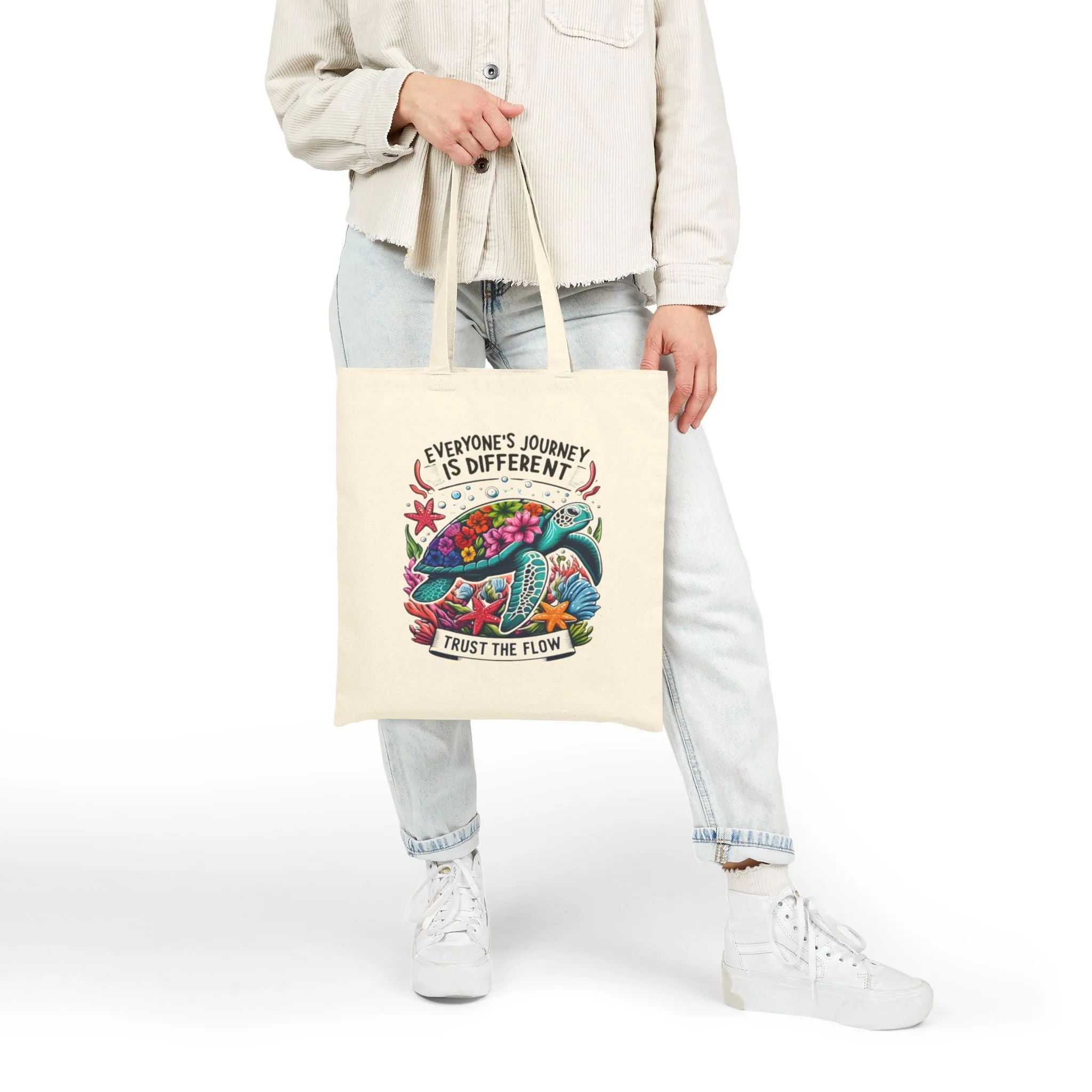 Eco-Friendly Canvas Tote Bag - "Everyone's Journey is Different | Trust the Flow" Design