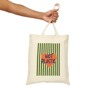 Eco-Friendly "Not Plastic"  Cotton Canvas Tote Bag, GREEN