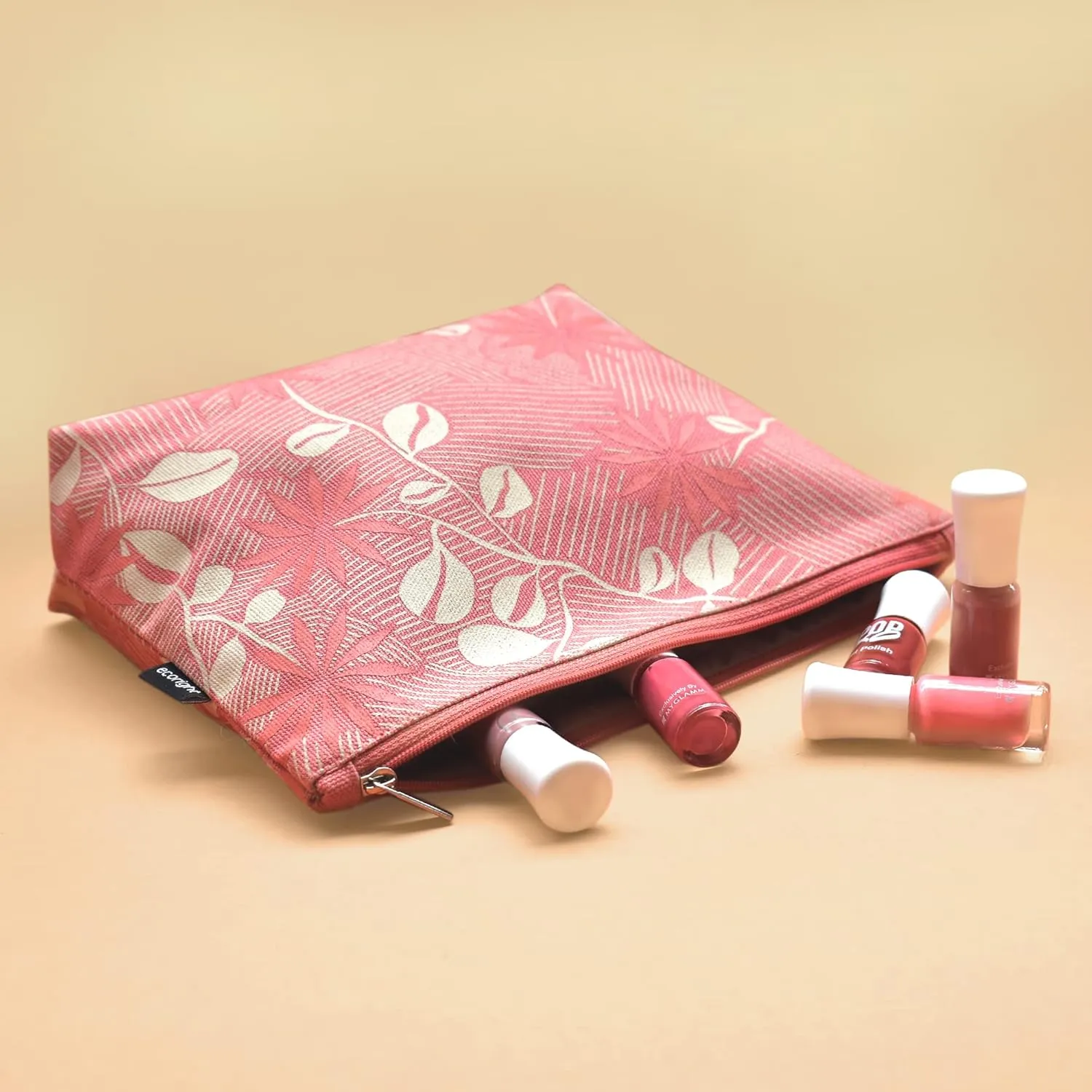 Eco Right Canvas Cosmetic Bag: Travel Makeup Pouch For Women & Girls, Zipper Purse Organizer, Stylish Canvas Cotton Aesthetic, Large Capacity, Toiletry Storage, Purse-friendly