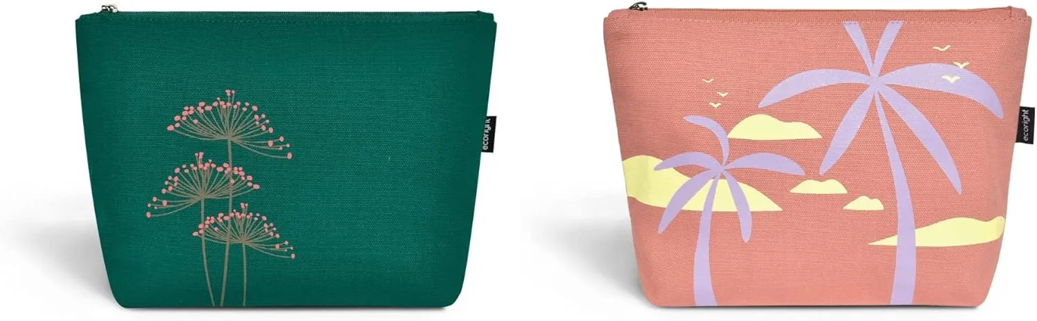 Eco Right Canvas Cosmetic Bag: Travel Makeup Pouch For Women & Girls, Zipper Purse Organizer, Stylish Canvas Cotton Aesthetic, Large Capacity, Toiletry Storage, Purse-friendly