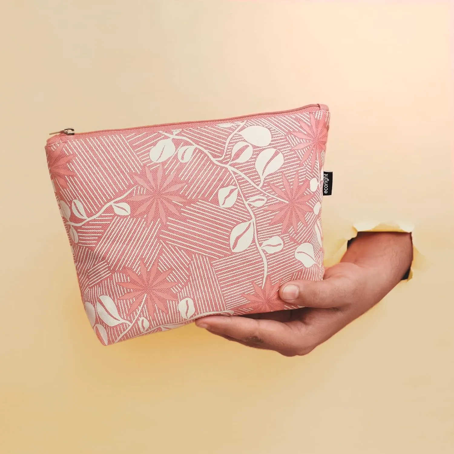 Eco Right Canvas Cosmetic Bag: Travel Makeup Pouch For Women & Girls, Zipper Purse Organizer, Stylish Canvas Cotton Aesthetic, Large Capacity, Toiletry Storage, Purse-friendly
