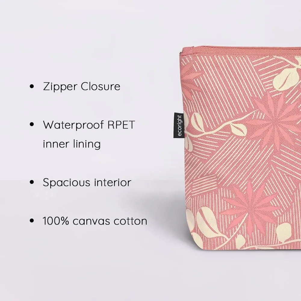 Eco Right Canvas Cosmetic Bag: Travel Makeup Pouch For Women & Girls, Zipper Purse Organizer, Stylish Canvas Cotton Aesthetic, Large Capacity, Toiletry Storage, Purse-friendly