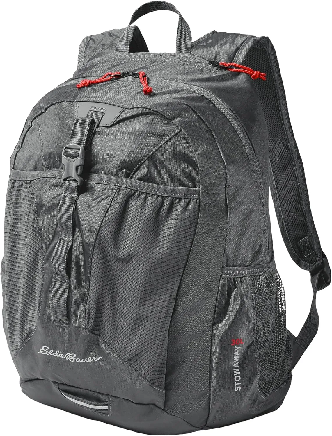 Eddie Bauer Stowaway Packable Backpack-Made from Ripstop Polyester, Dark Smoke, 30L