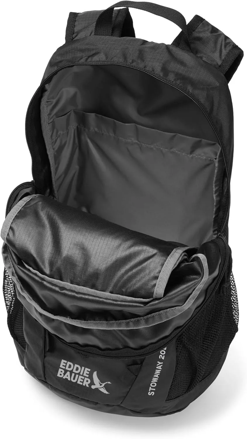 Eddie Bauer Stowaway Packable Backpack-Made from Ripstop Polyester, Onyx, 20L