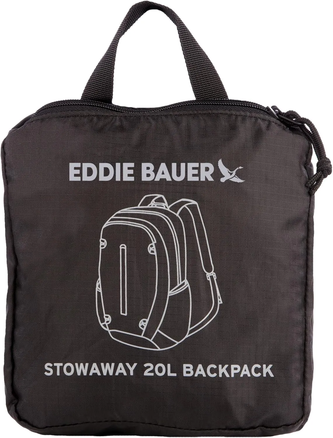 Eddie Bauer Stowaway Packable Backpack-Made from Ripstop Polyester, Onyx, 20L