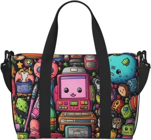 Education Learning Travel Bag, Cartoon Science Weekender Overnight Bag, Shoulder Travel Duffel Bag Carry On Gym Bag for Women Men
