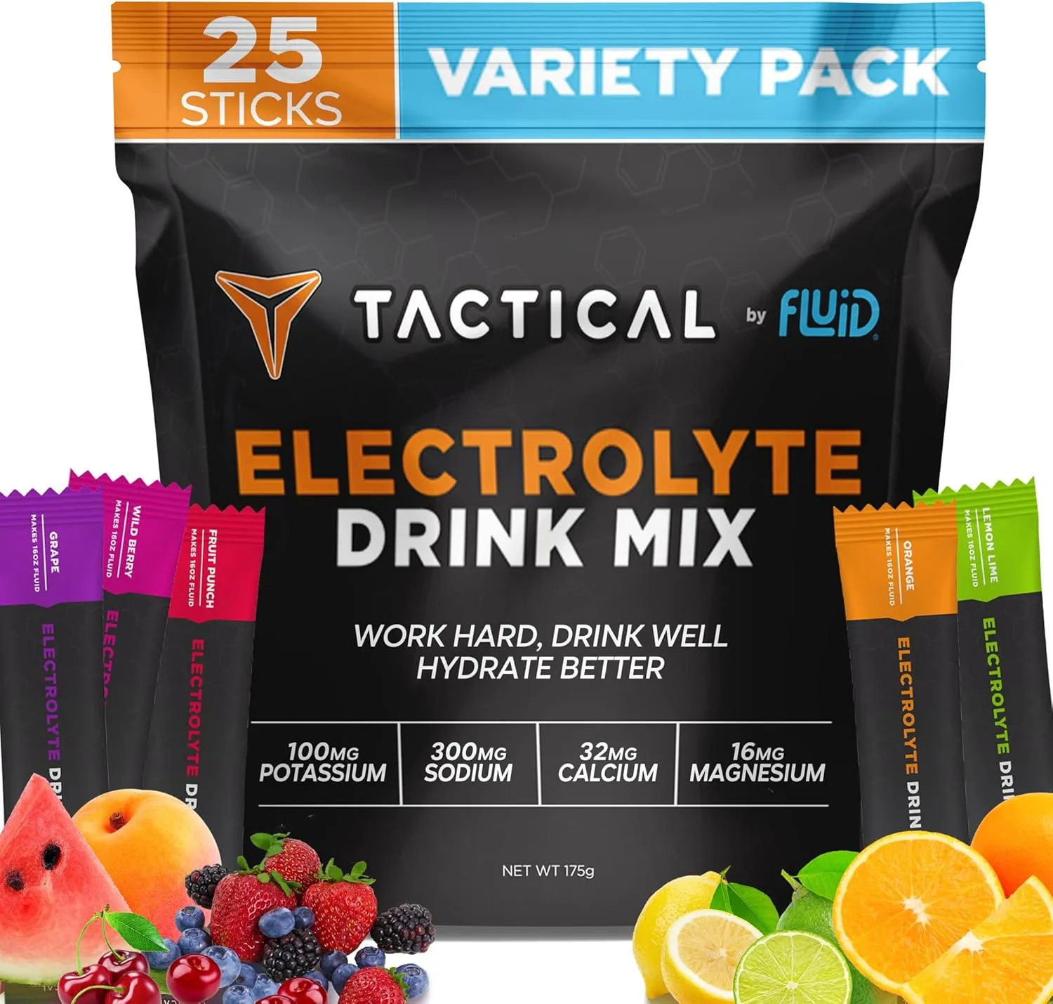 Electrolyte Powder Drink Mix, Travel Ready Stick Packs, Extreme Re-Hydration, Low Sugar, Prevent Dehydration, Eliminate Cramps (Variety Pack)