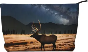 Elk in the meadow Printed corduroy cosmetic bag - travel essential cosmetic storage bag