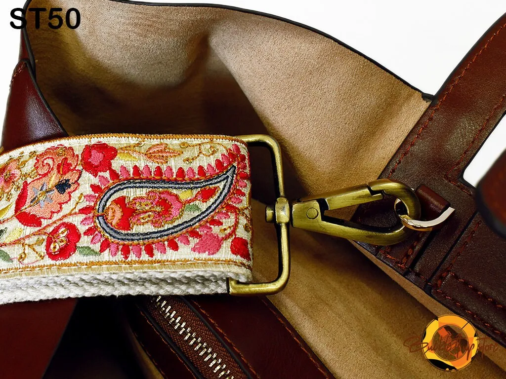 Embroidered Purse Strap Crossbody Strap for Purses Handbag Boho Bag Strap Floral Embroidery Replacement Strap Boho Guitar Strap Gift for her