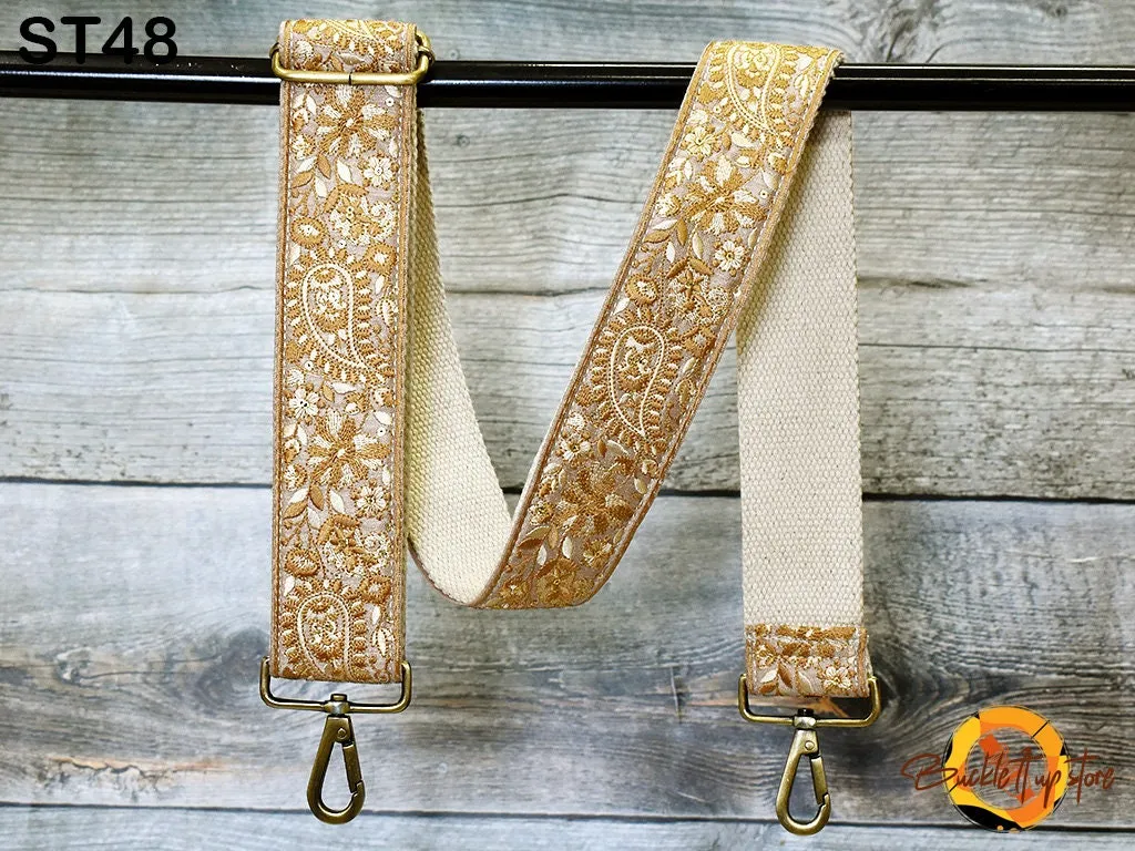 Embroidered Purse Strap Crossbody Strap for Purses Handbag Boho Bag Strap Floral Embroidery Replacement Strap Boho Guitar Strap Gift for her