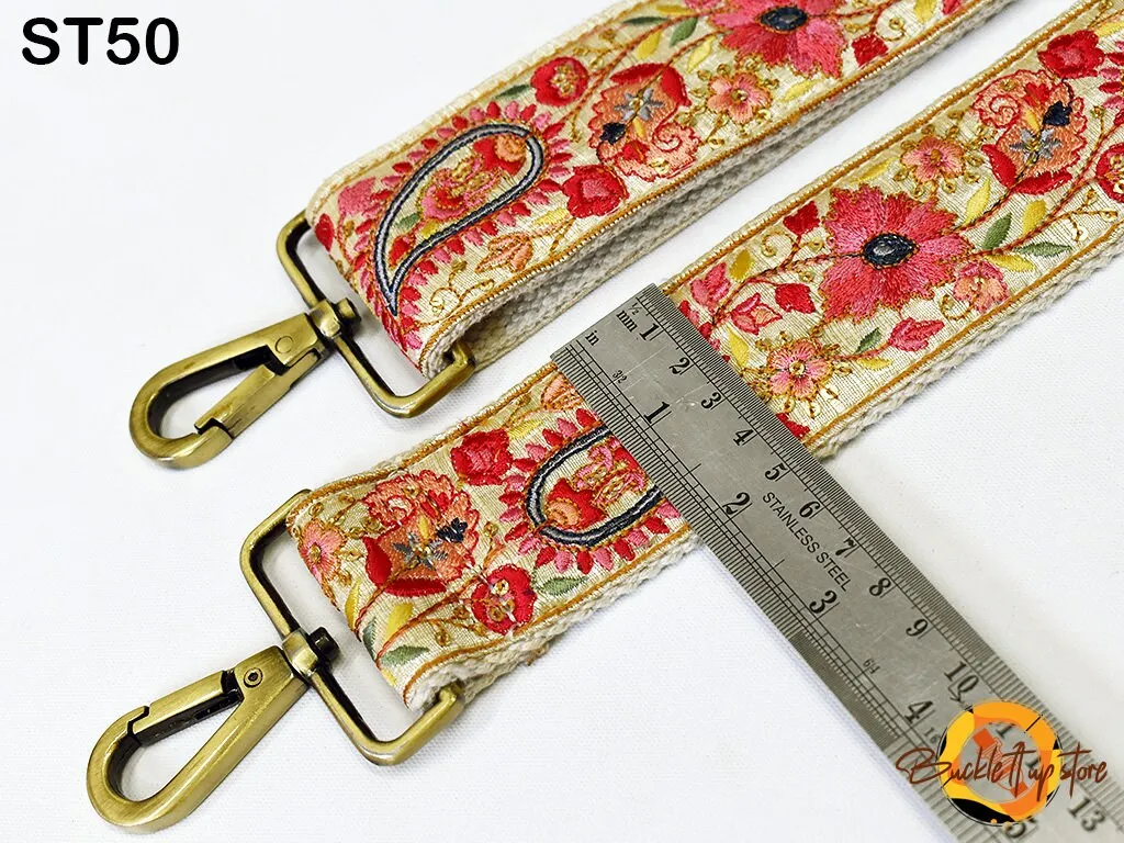 Embroidered Purse Strap Crossbody Strap for Purses Handbag Boho Bag Strap Floral Embroidery Replacement Strap Boho Guitar Strap Gift for her