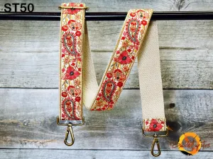 Embroidered Purse Strap Crossbody Strap for Purses Handbag Boho Bag Strap Floral Embroidery Replacement Strap Boho Guitar Strap Gift for her