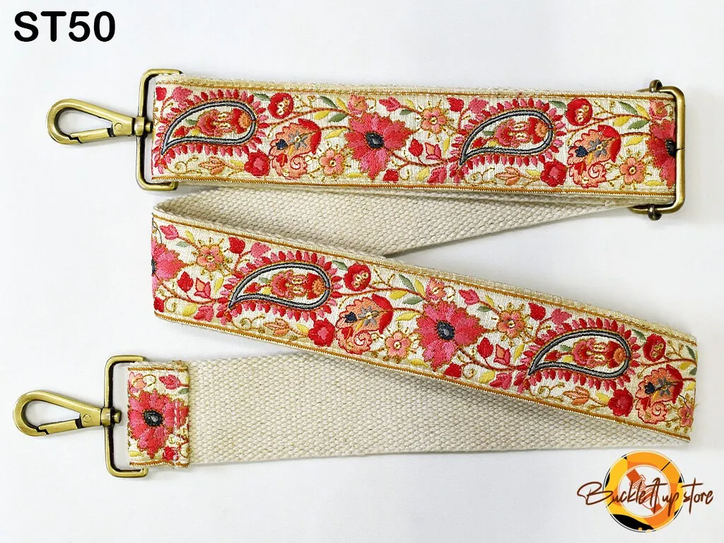 Embroidered Purse Strap Crossbody Strap for Purses Handbag Boho Bag Strap Floral Embroidery Replacement Strap Boho Guitar Strap Gift for her