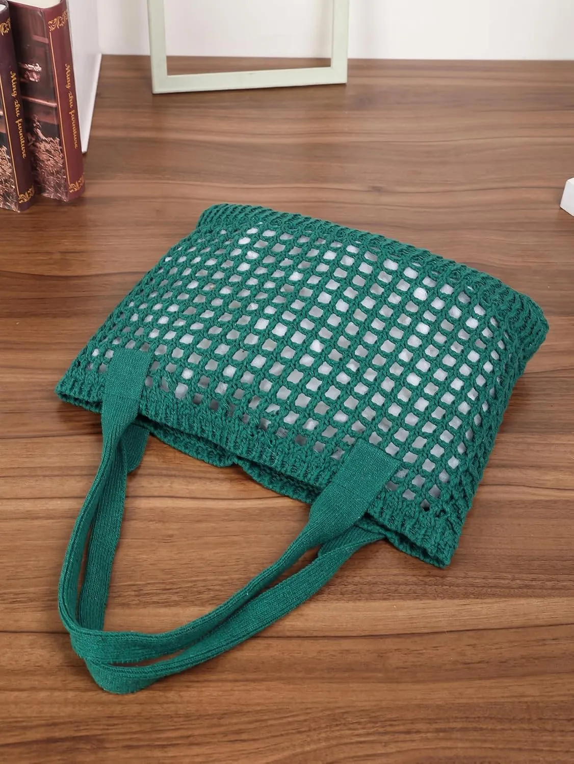 ENBEI Women's Beach Tote Bag, Crochet Knit Hollow Design, Stylish Tote for Beach,Travel and Everyday Use Aesthetic Handbag