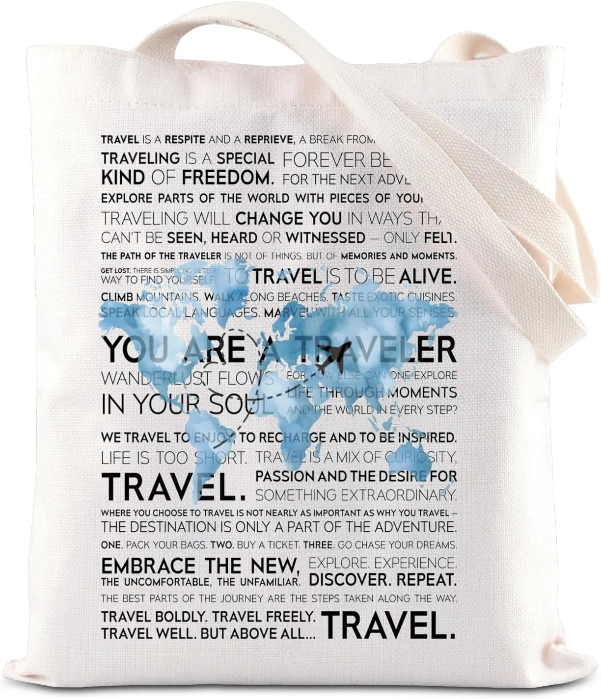 ENSIANTH World Traveler Gift World Map Tote Bag Globetrotter Shopping Bag Plane Route Heart Travel Map Gift Wanderlust Gift