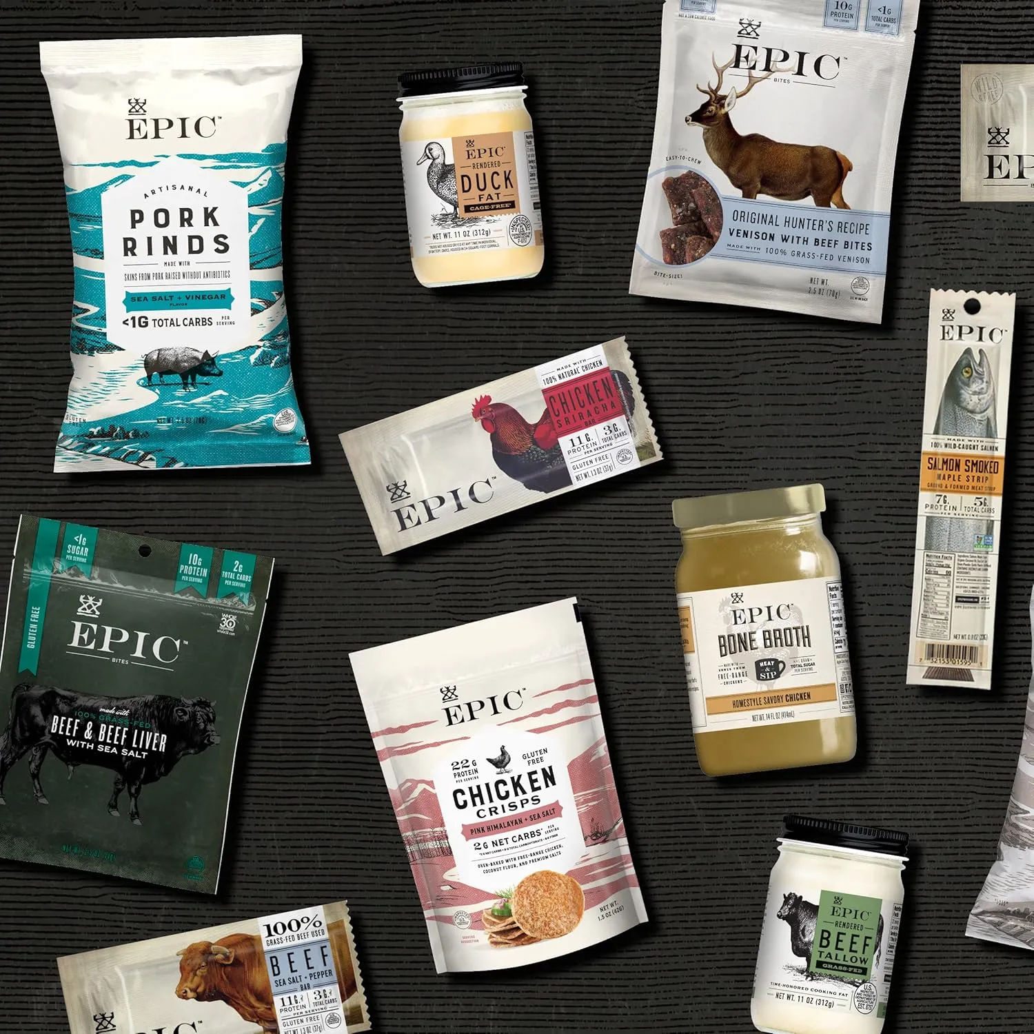 EPIC Bars, Venison Sea Salt and Pepper Bar, Keto Friendly, Whole30 Approved, Gluten Free, 12 Count, 15.6 oz