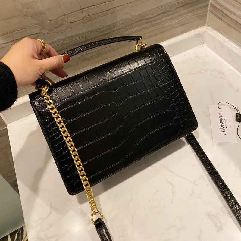 ESMEE - Sunset Top Handle Bag Croc Black