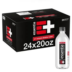 Essentia Bottled Water LLC, Ionized Alkaline Water; 99.9% Pure, Infused with Electrolytes, 9.5 pH or Higher a Clean, Smooth Taste, 20 Fl Oz (Pack of 24)