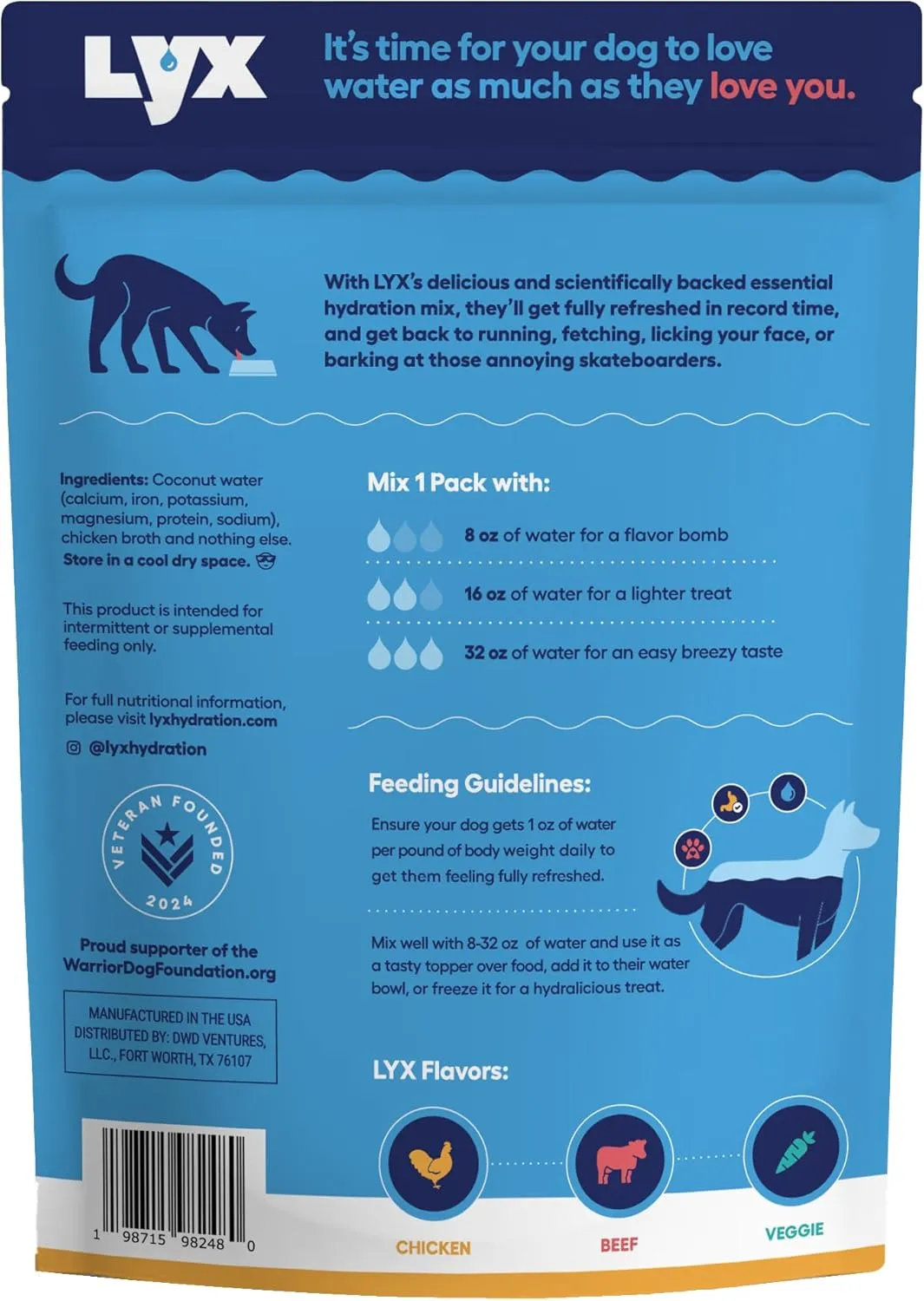 Essential Hydration for Dogs – Electrolyte & Nutrient Water Enhancer for Active & Senior Dogs – Supports Hydration, Recovery & Wellness – Travel-Friendly Supplement Packets – 28 Count (Chicken)