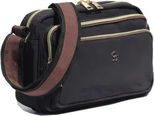 ESVAN Triple Zip Crossbody Bags for Women Fashion Ladies Purse Multi-Pocket Handbags Messenger Shoulder Bag