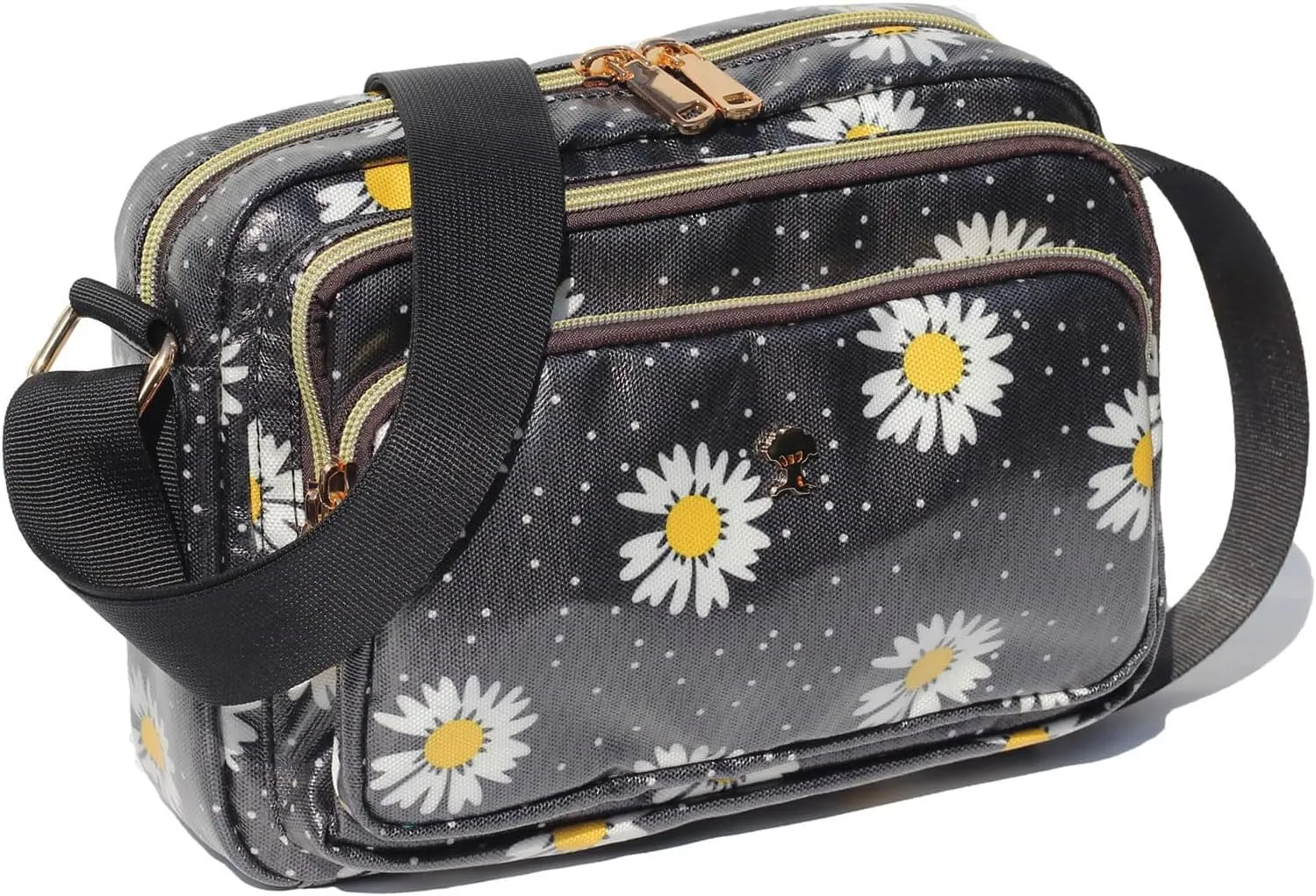 ESVAN Triple Zip Crossbody Bags for Women Fashion Ladies Purse Multi-Pocket Handbags Messenger Shoulder Bag