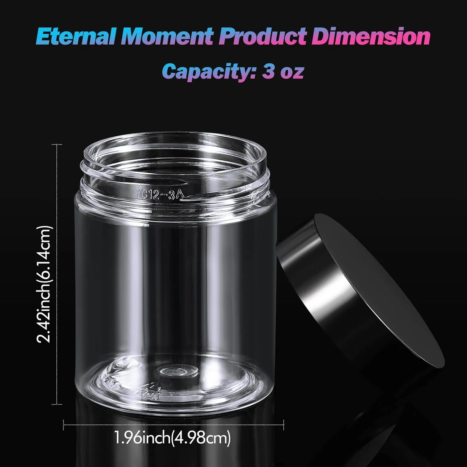 Eternal Moment 36 Pack 3 OZ Plastic Jars Round Clear Cosmetic Container Jars with Lids, Perfect for Lotion, Cream, Ointments, Makeup, Eye Shadow, Rhinestone, Samples, Pot, Travel Storage