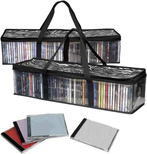 Evelots 2 Pack CD Storage Bags, Clear PVC Plastic-Holds 96 CDs With Cases Total-Strong Handles-Protects from Scratches/Dirt/Dust/Moisture