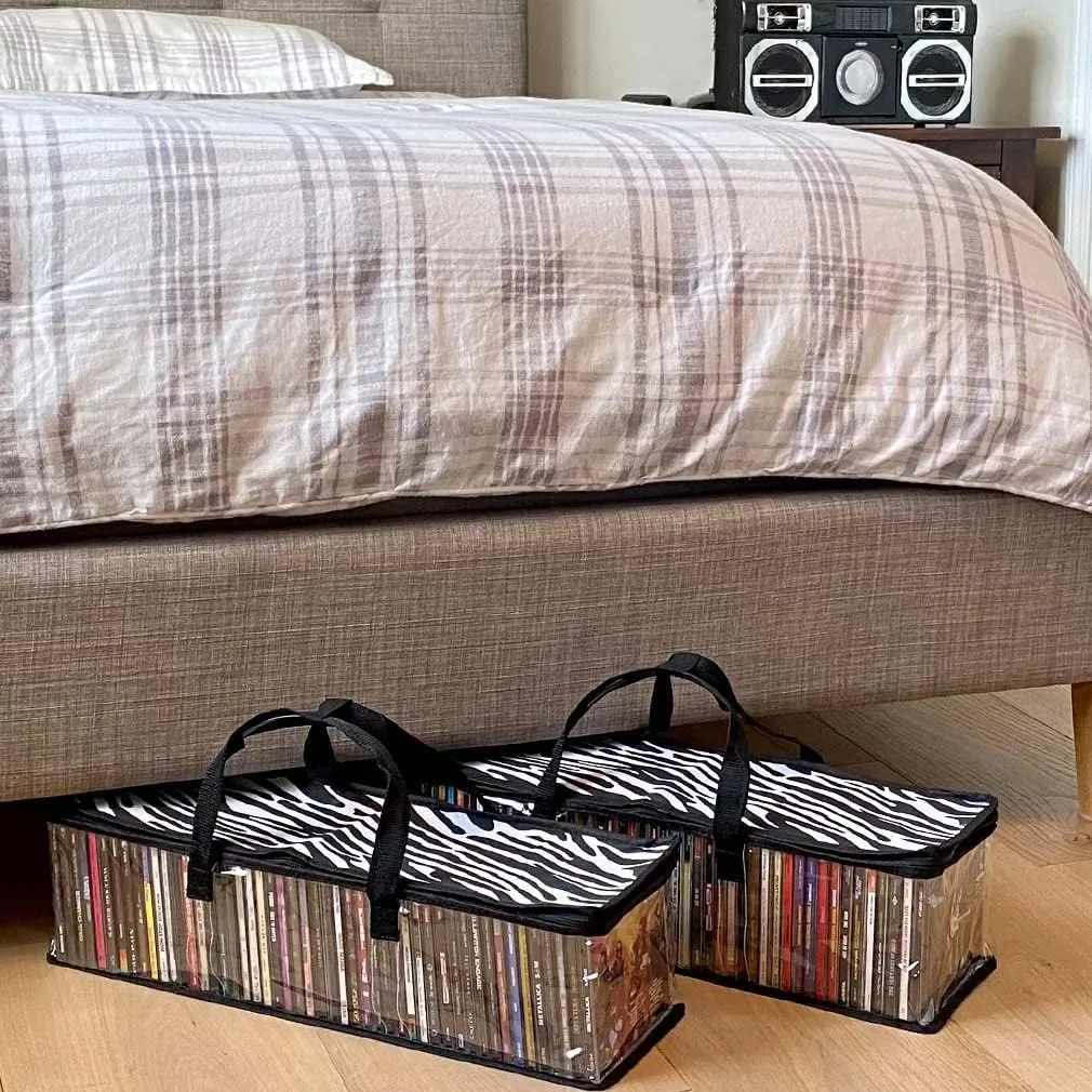 Evelots 4 Pack CD Storage Bags, Clear PVC Plastic-Holds 192 CDs With Cases Total-Strong Handles-Protects from Scratches/Dirt/Dust/Moisture