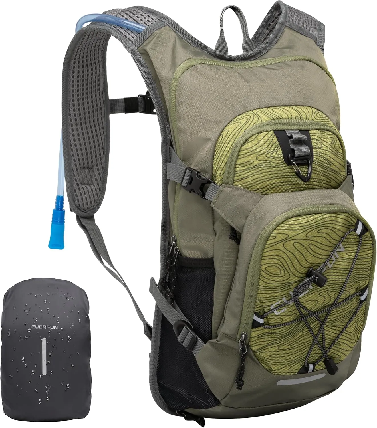 Everfun Hydration Backpack 18L with Water Bladder 2L/3L Hiking Water Backpack Women Men Hydration Pack Insulated Lightweight Day Hydropack with Storage for Hiking, Biking, Running, Festival
