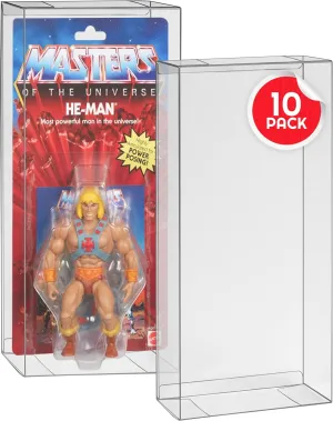 EVORETRO Action Figure Display Case Compatible with Masters of The Universe (Motu) Origins Carded 5.5 inch Action Figure, Thick Sturdy Acid-Free Clear PET Protector, Will Last a Lifetime 10 Pack