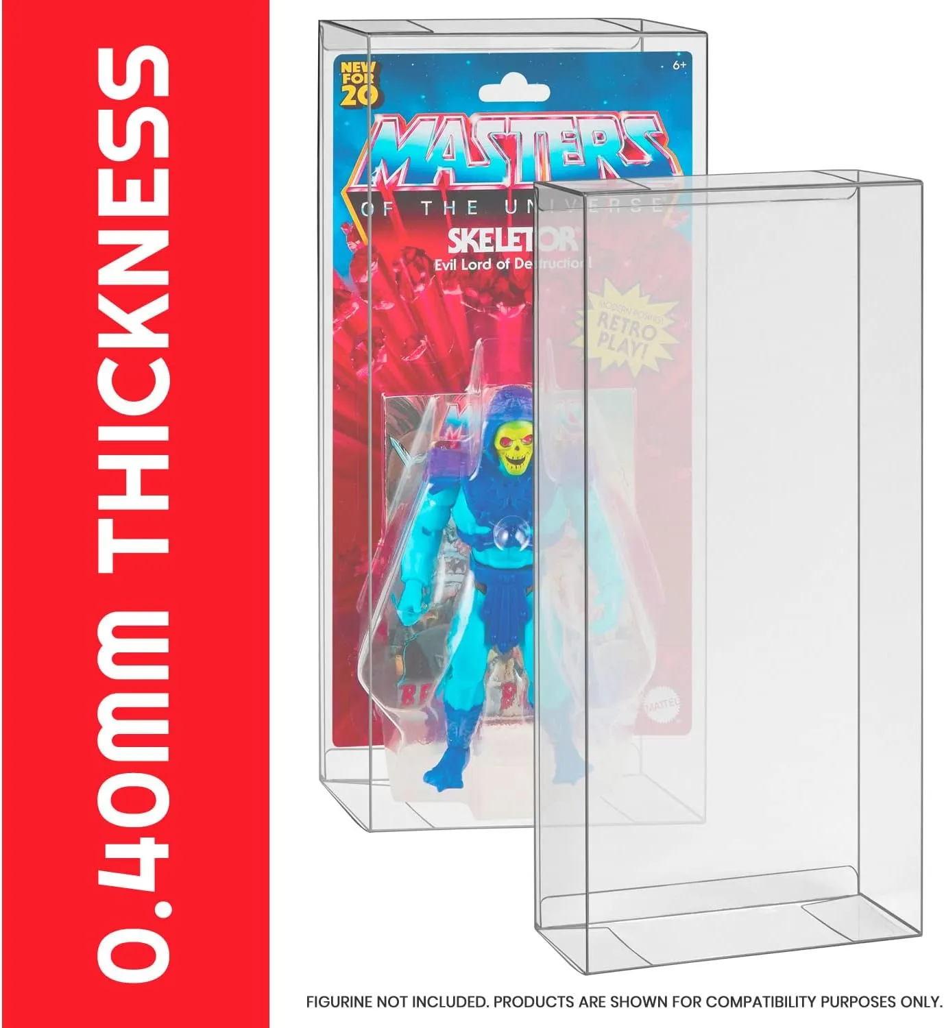 EVORETRO Action Figure Display Case Compatible with Masters of The Universe (Motu) Origins Carded 5.5 inch Action Figure, Thick Sturdy Acid-Free Clear PET Protector, Will Last a Lifetime 10 Pack