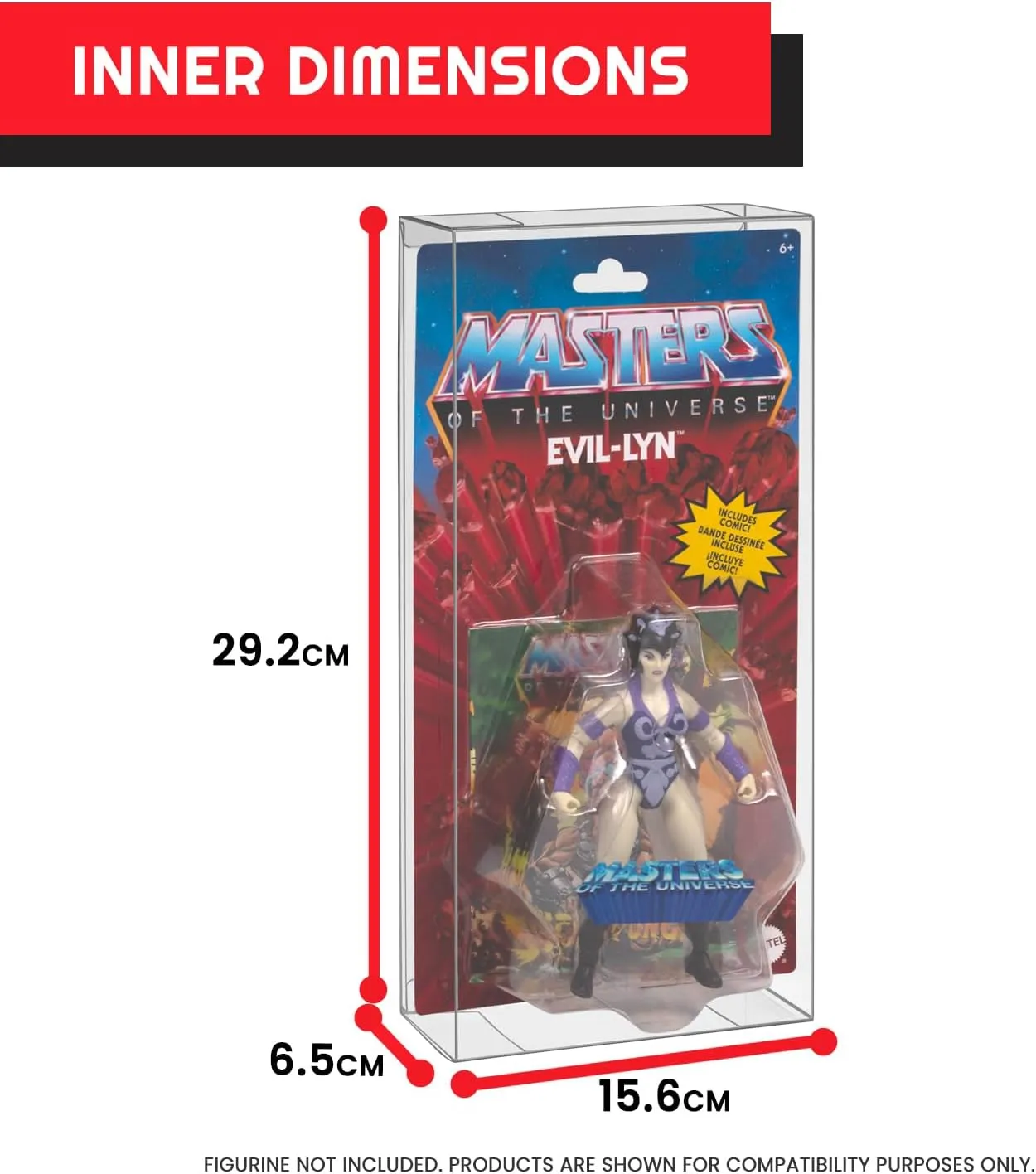 EVORETRO Action Figure Display Case Compatible with Masters of The Universe (Motu) Origins Carded 5.5 inch Action Figure, Thick Sturdy Acid-Free Clear PET Protector, Will Last a Lifetime 10 Pack