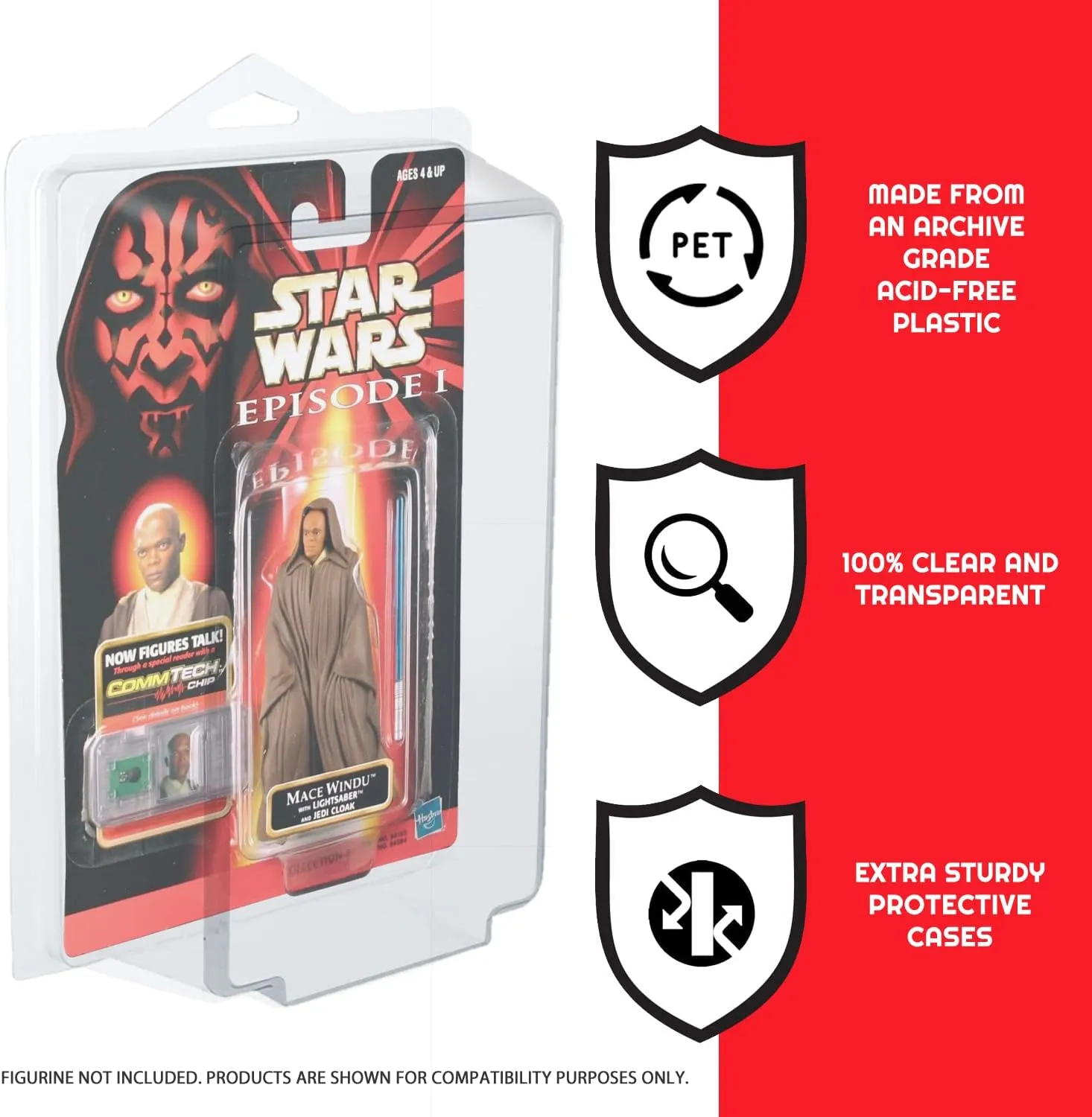 EVORETRO Action Figure Display Case for Kenner, Super7 Reaction Figures, 3.75 in Carded Toy Figures Such as Star Wars, Marvel Legends, Motu, GI Joe, Durable Plastic Retro Blister Protective Cases