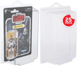 EVORETRO Action Figure Display Case for Kenner, Super7 Reaction Figures, 3.75 in Carded Toy Figures Such as Star Wars, Marvel Legends, Motu, GI Joe, Durable Plastic Retro Blister Protective Cases